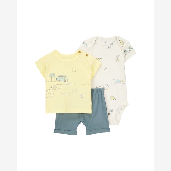 Conjunto curto bebê 3 peças kombi multicor | Carter's
