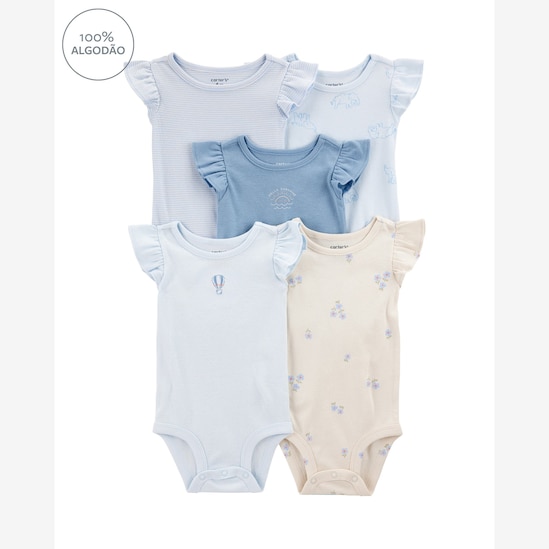 Kit body bebê 5 peças floral balão elefante multicor | Carter's