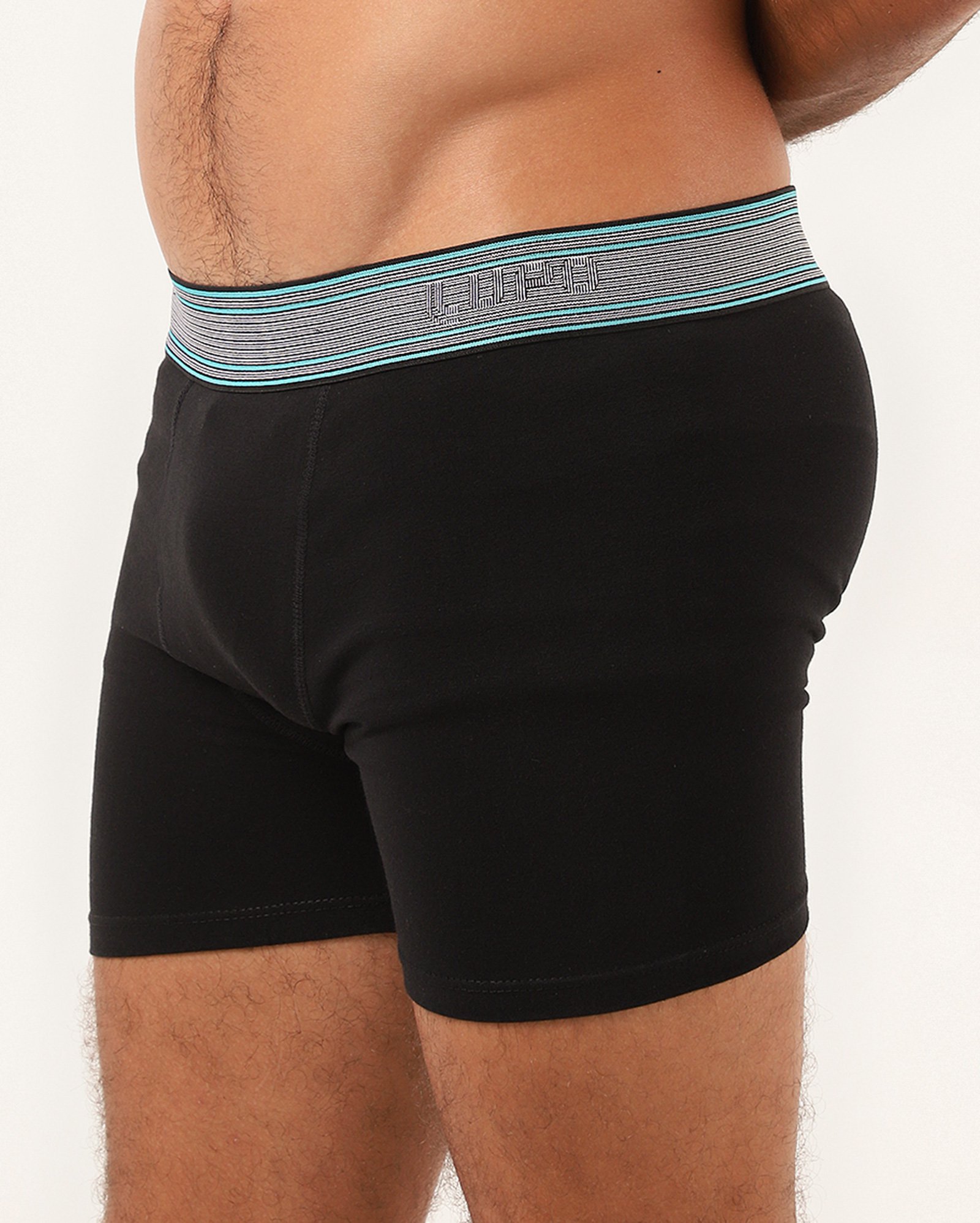 Cueca boxer em malha com cós listrado - Preto | Lupo