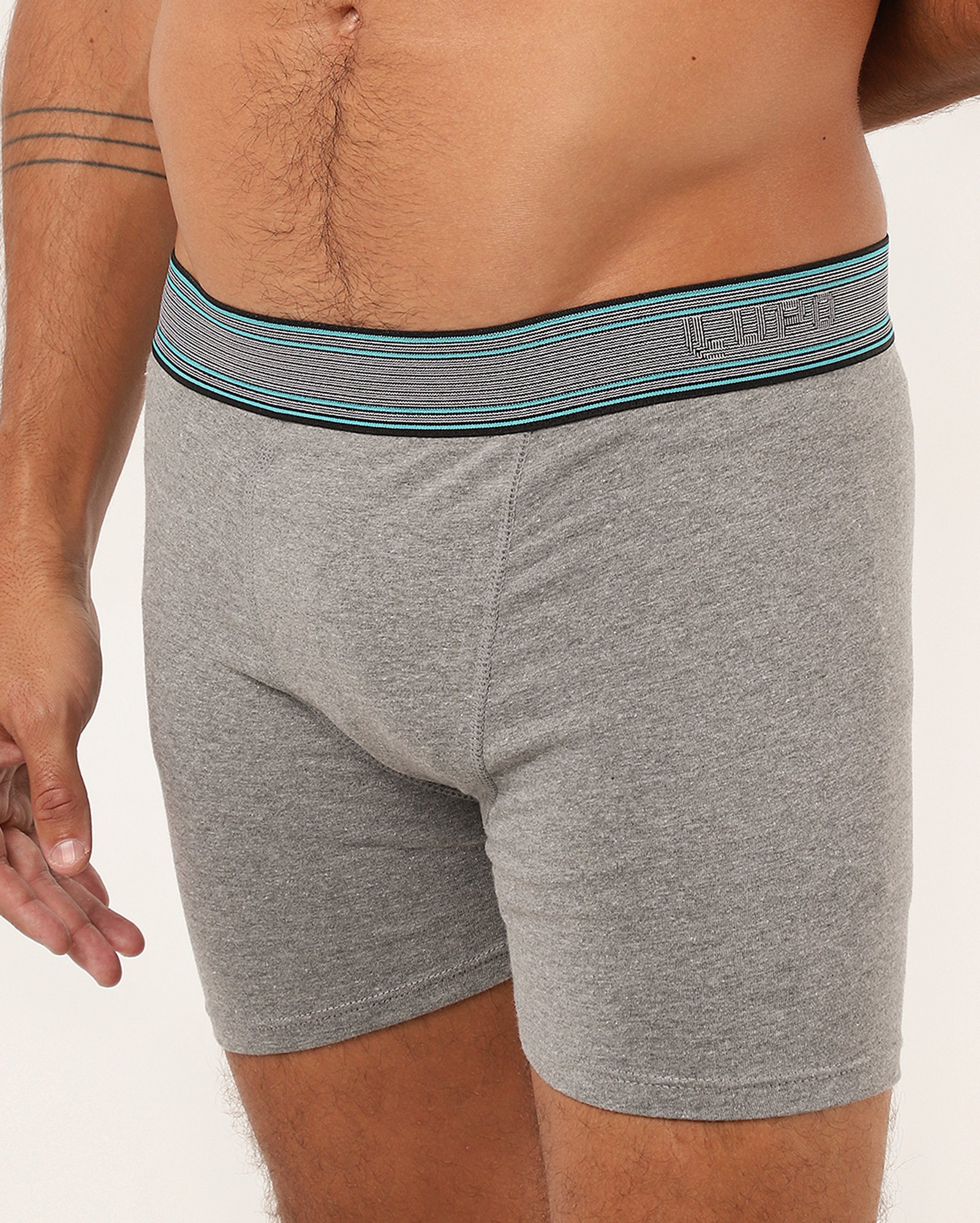 Cueca boxer em malha com cós listrado - Cinza Claro Mescla | Lupo