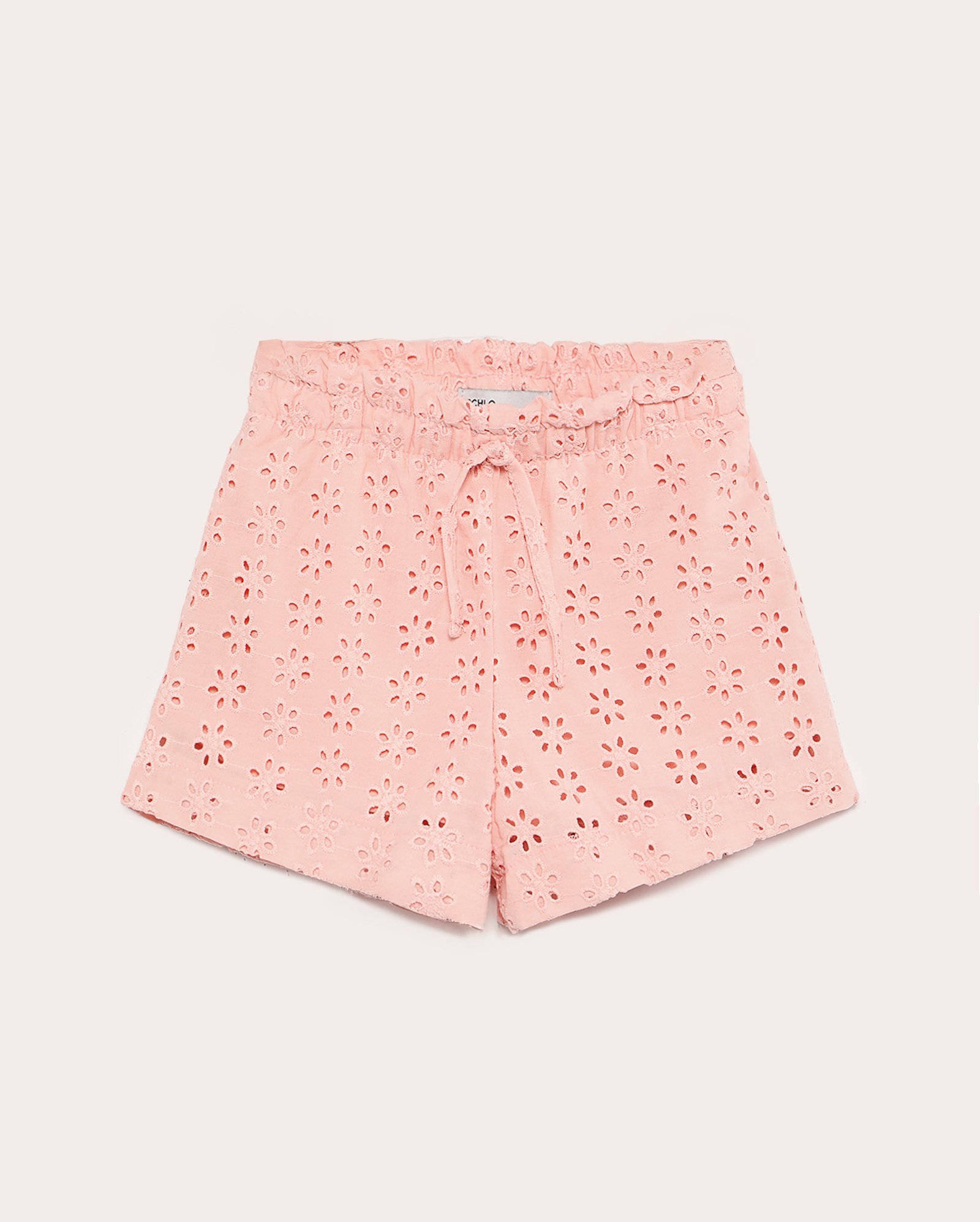 Short infantil em laise com laço 1-4A - Rosa