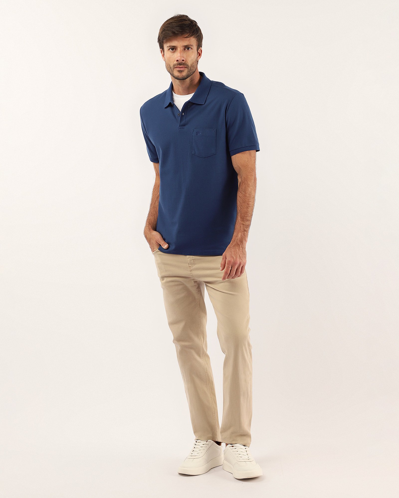 Camisa polo masculina Pool Legacy piquet com bolso - Azul Escuro