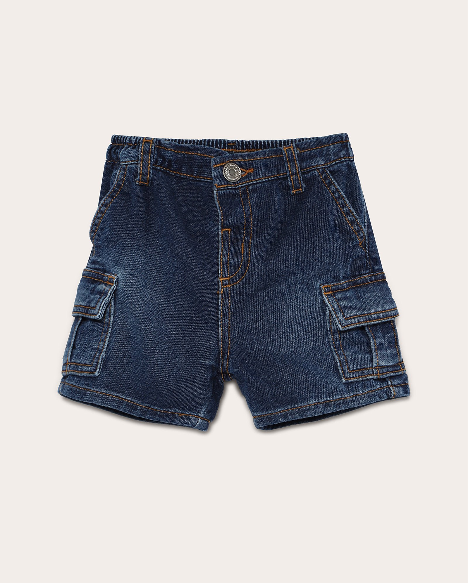 Bermuda jeans infantil bolsos cargo 1-4A denim escuro | Pool Kids