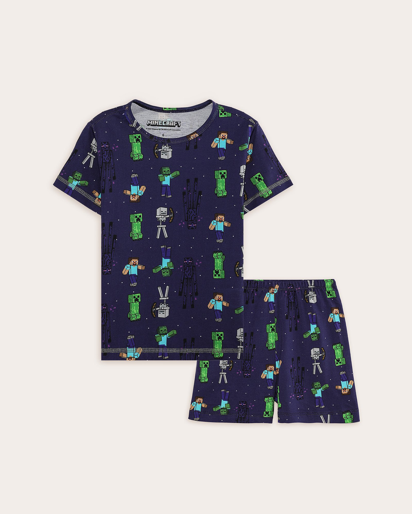 Pijama curto infantojuvenil estampado 6-14A azul | Minecraft