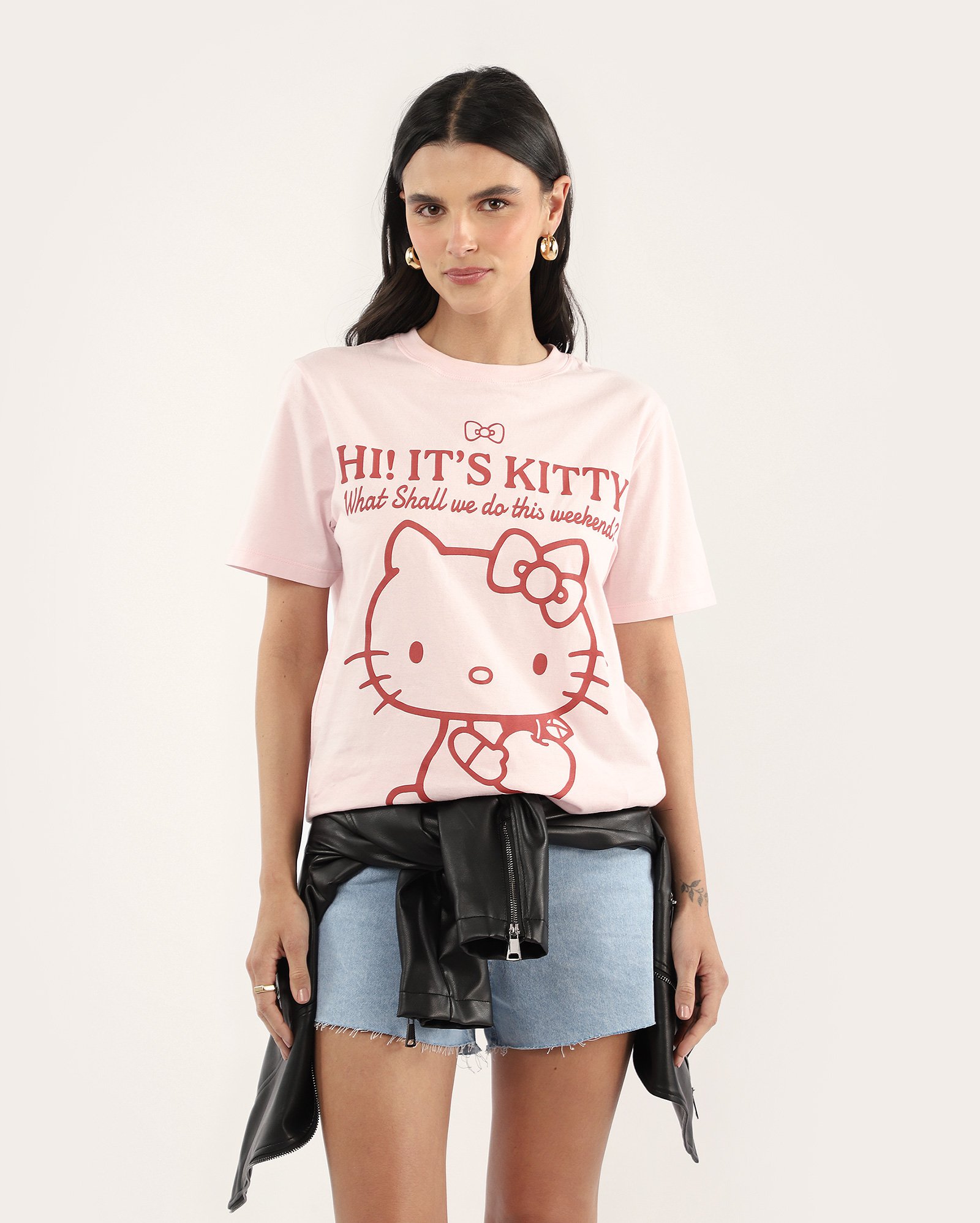 Camiseta feminina regular hi it's Hello Kitty rosa | Sanrio