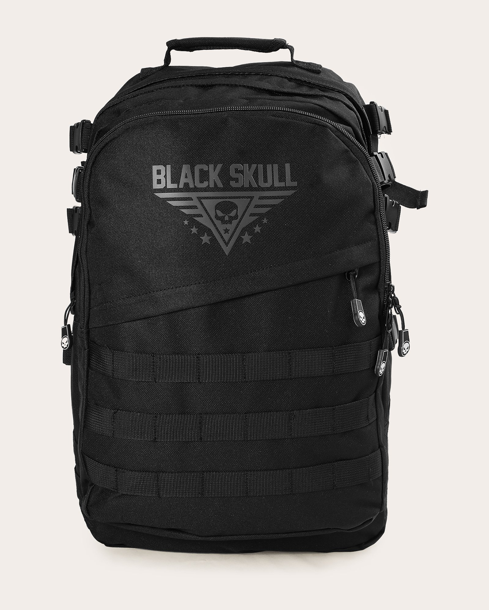 Mochila masculina black skull com mosquetão - Preto | Clio Style