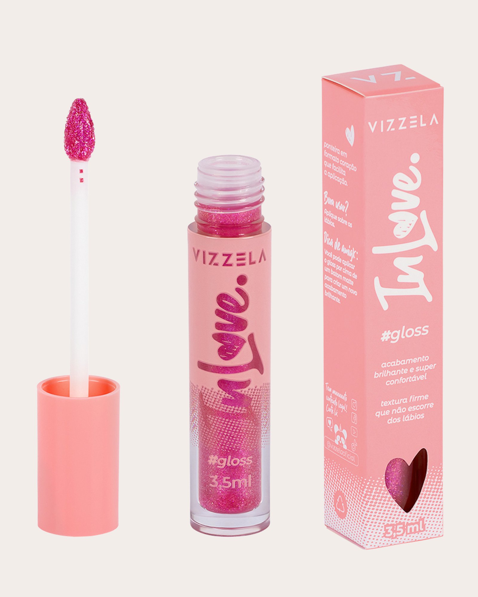 Gloss labial cor 10 baby 3,5g | Vizzela Cosméticos