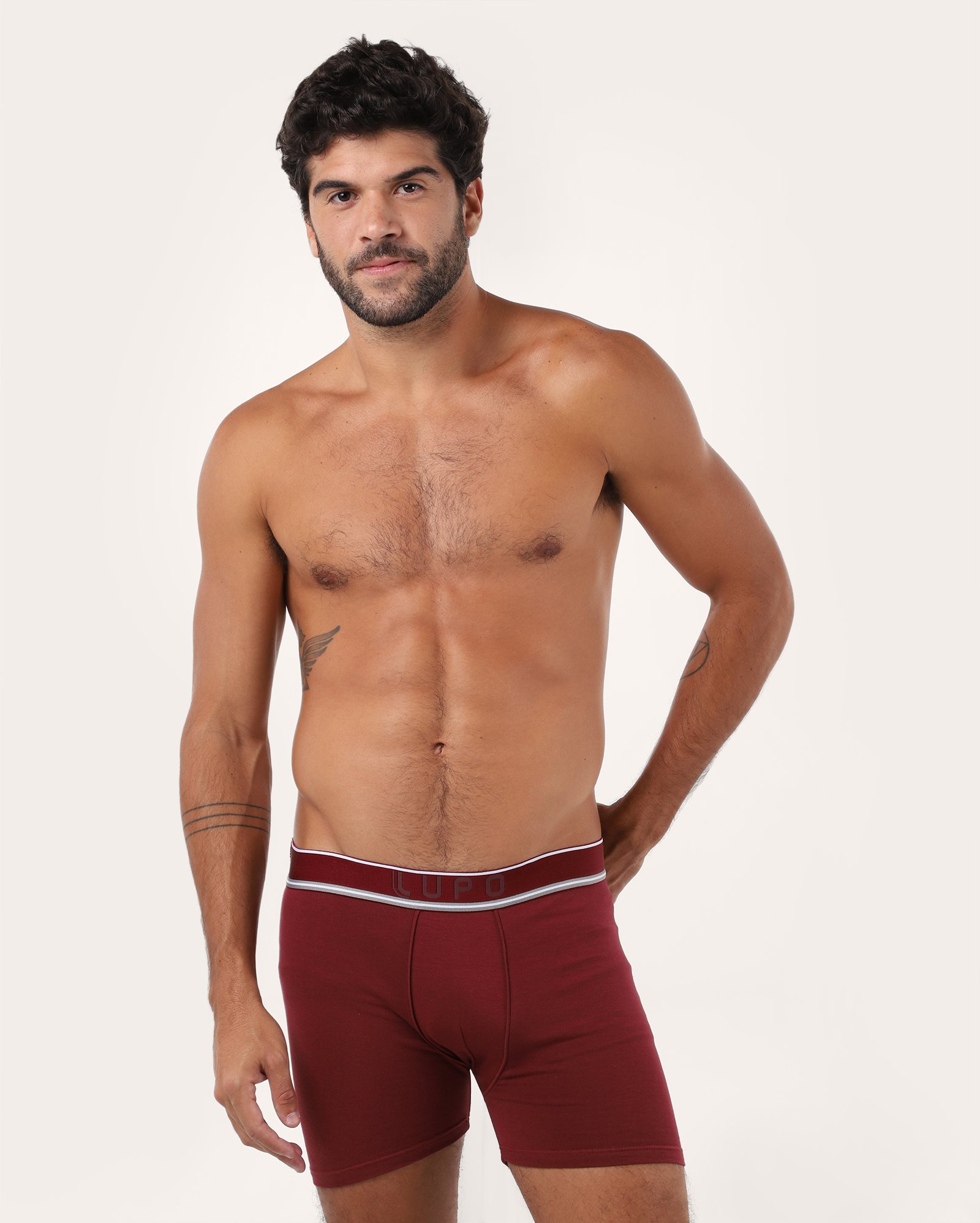 Cueca boxer em malha com cós elástico - Vermelho Escuro | Lupo