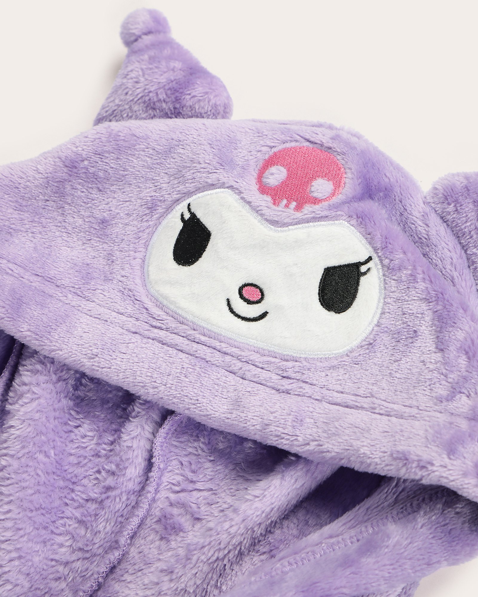 Roupão infantojuvenil fleece Kuromi com capuz 4-12A lilás | Sanrio