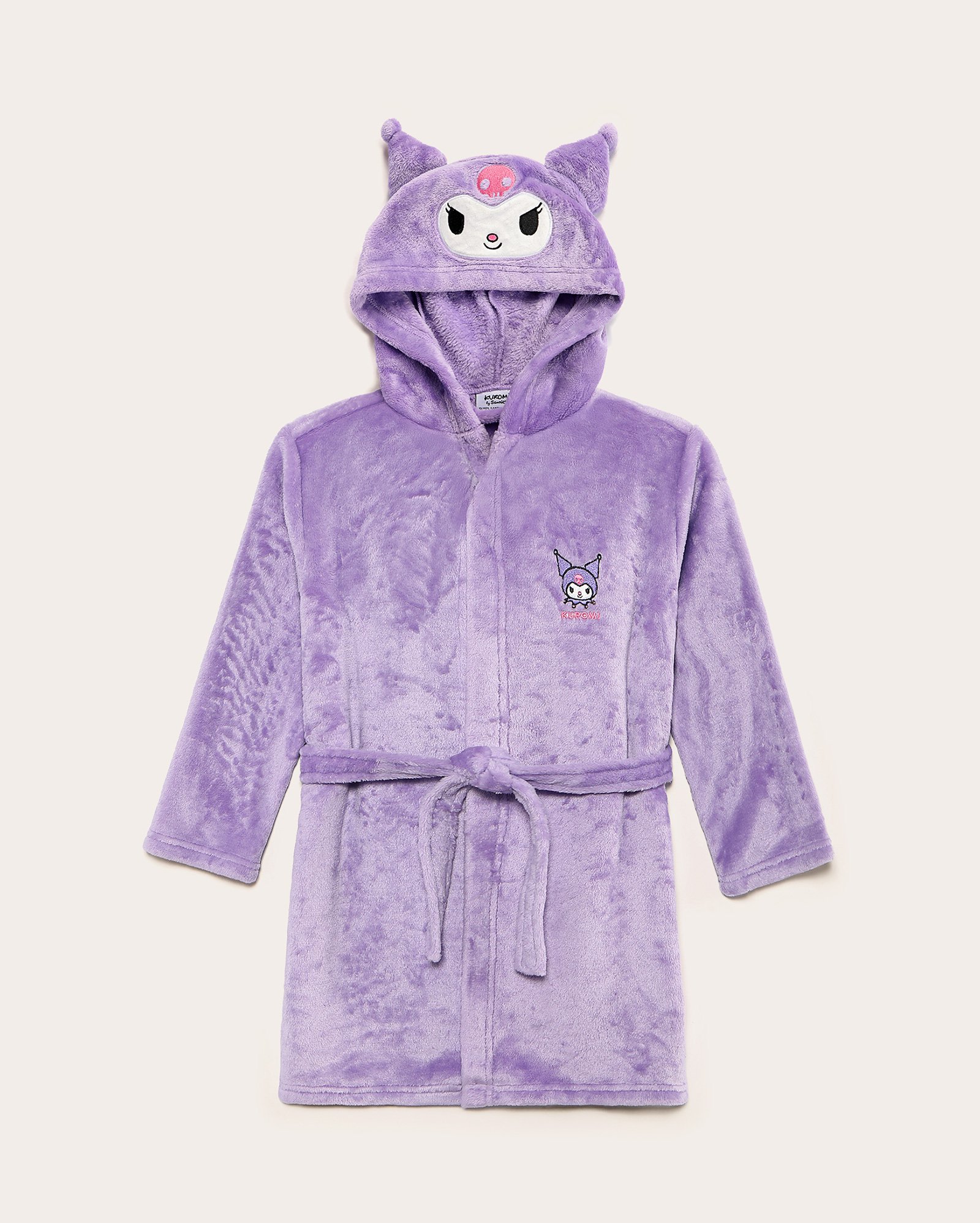 Roupão infantojuvenil fleece Kuromi com capuz 4-12A lilás | Sanrio
