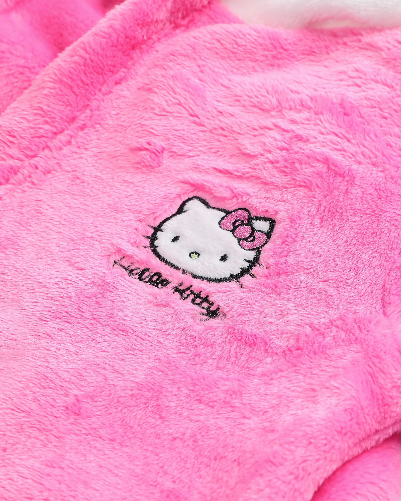 Roupão infantojuvenil fleece e capuz Hello Kitty 4-12A rosa | Sanrio