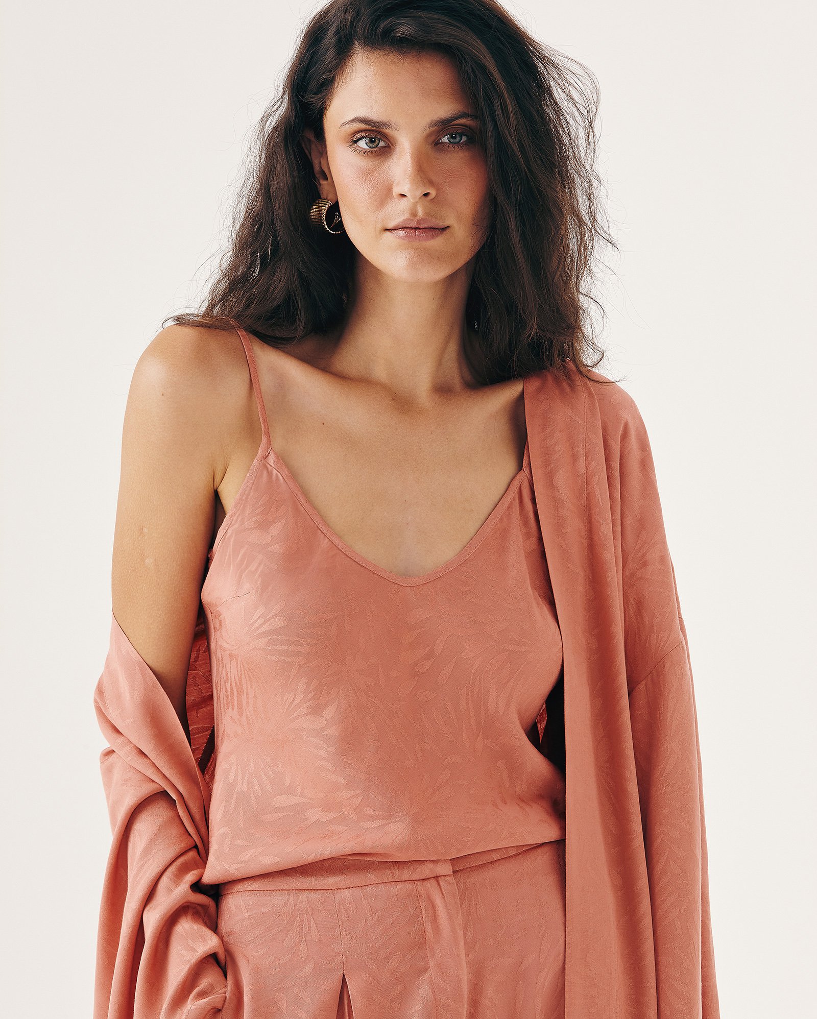 Regata feminina alças finas jacquard rosa | AK by Riachuelo