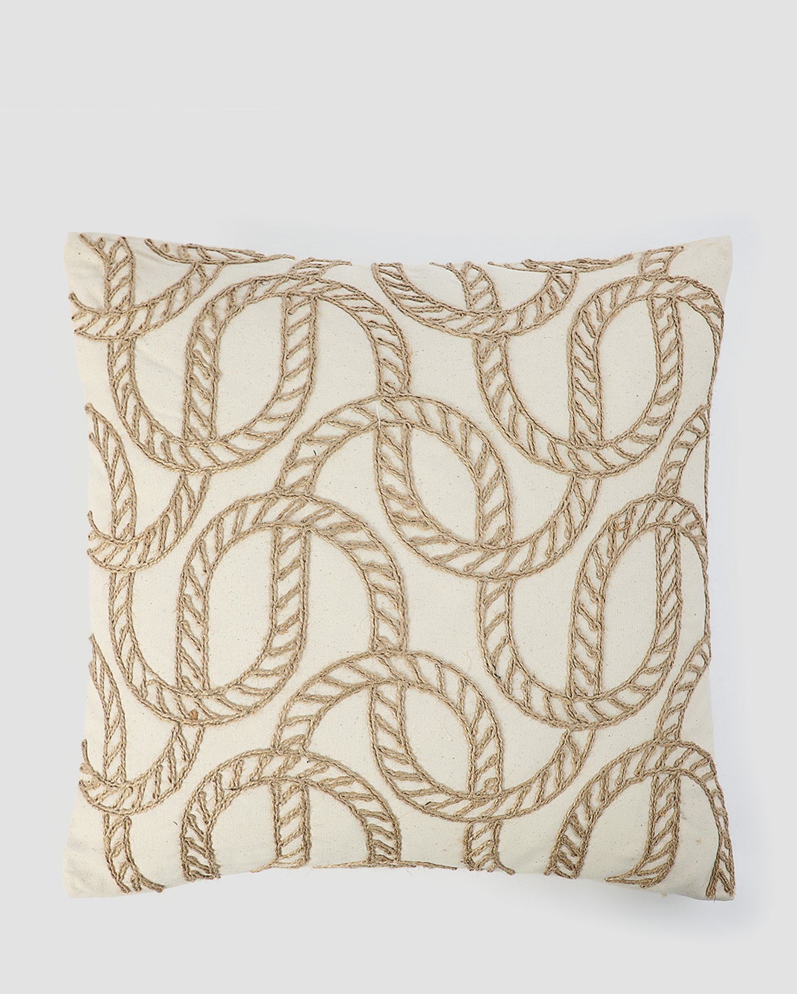 Almofada Oscar 45x45cm bordado de cordas bege | Casa Riachuelo