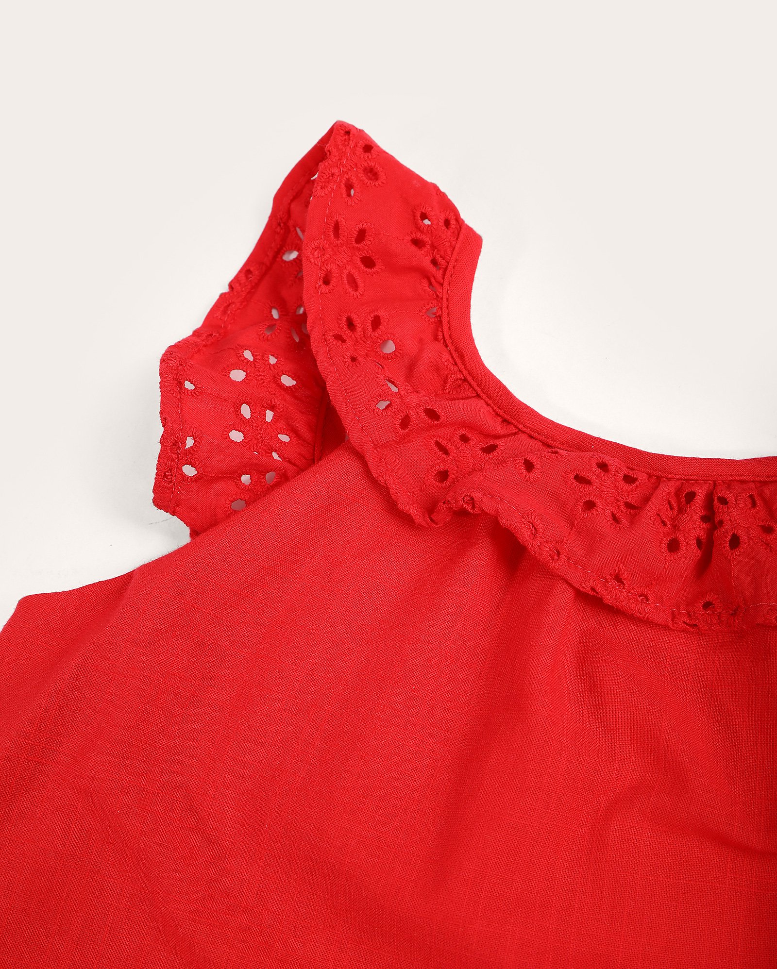 Vestido infantil com babados laise 1-4A vermelho | Pool Kids
