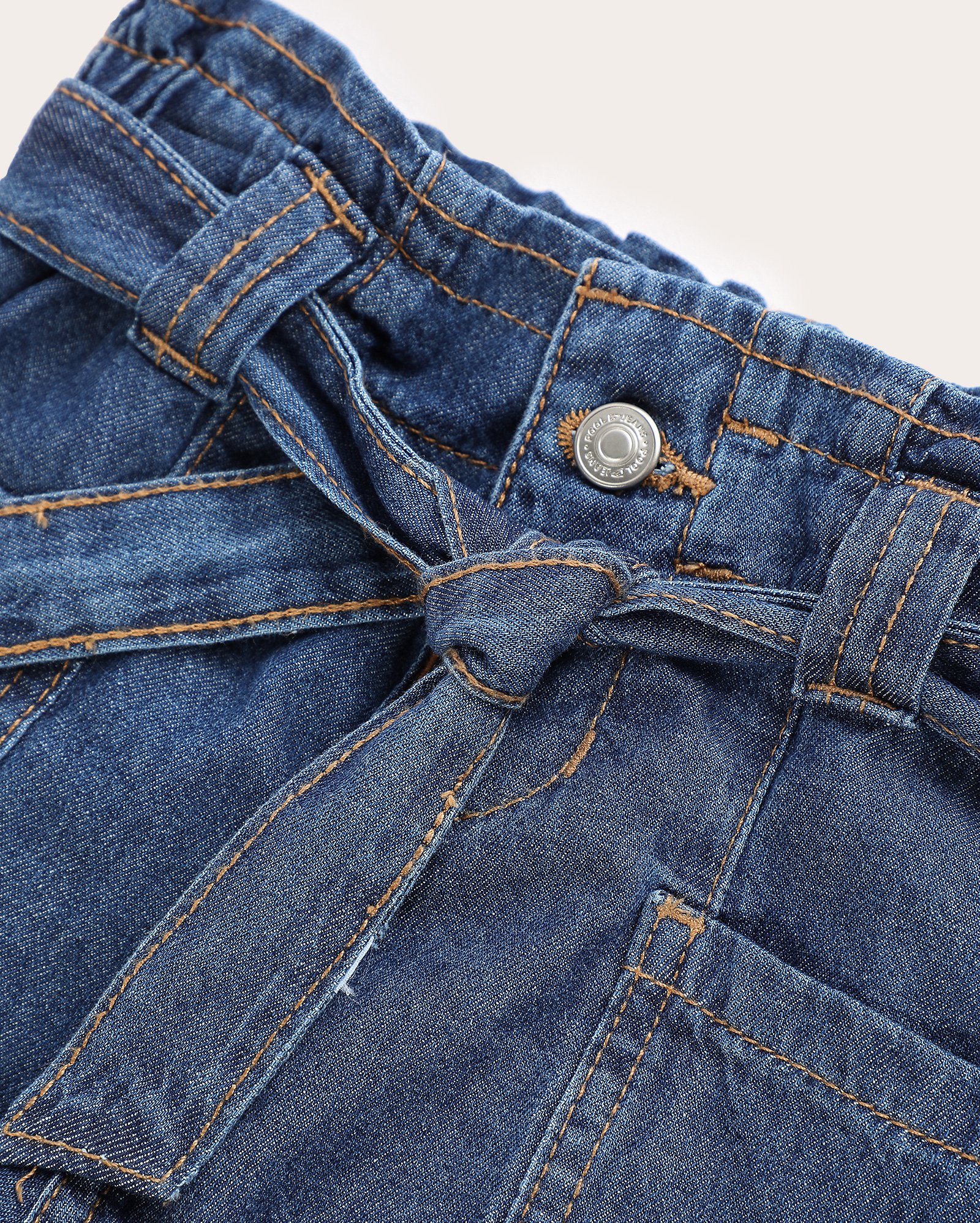 Short jeans infantil baggy com cinto 1-4A denim escuro