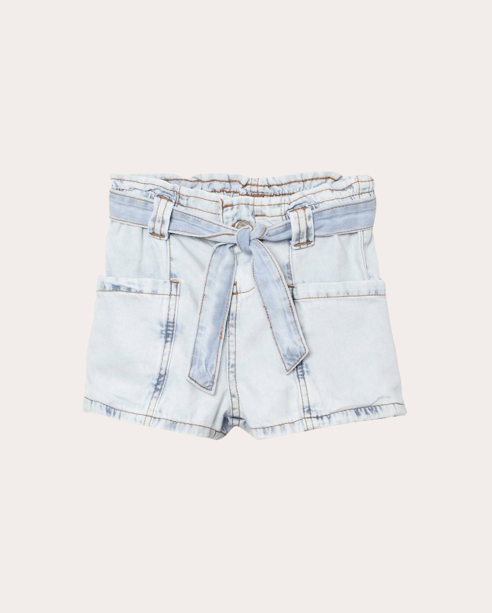 Shorts infantil baggy cós elastico 1-4A denim claro