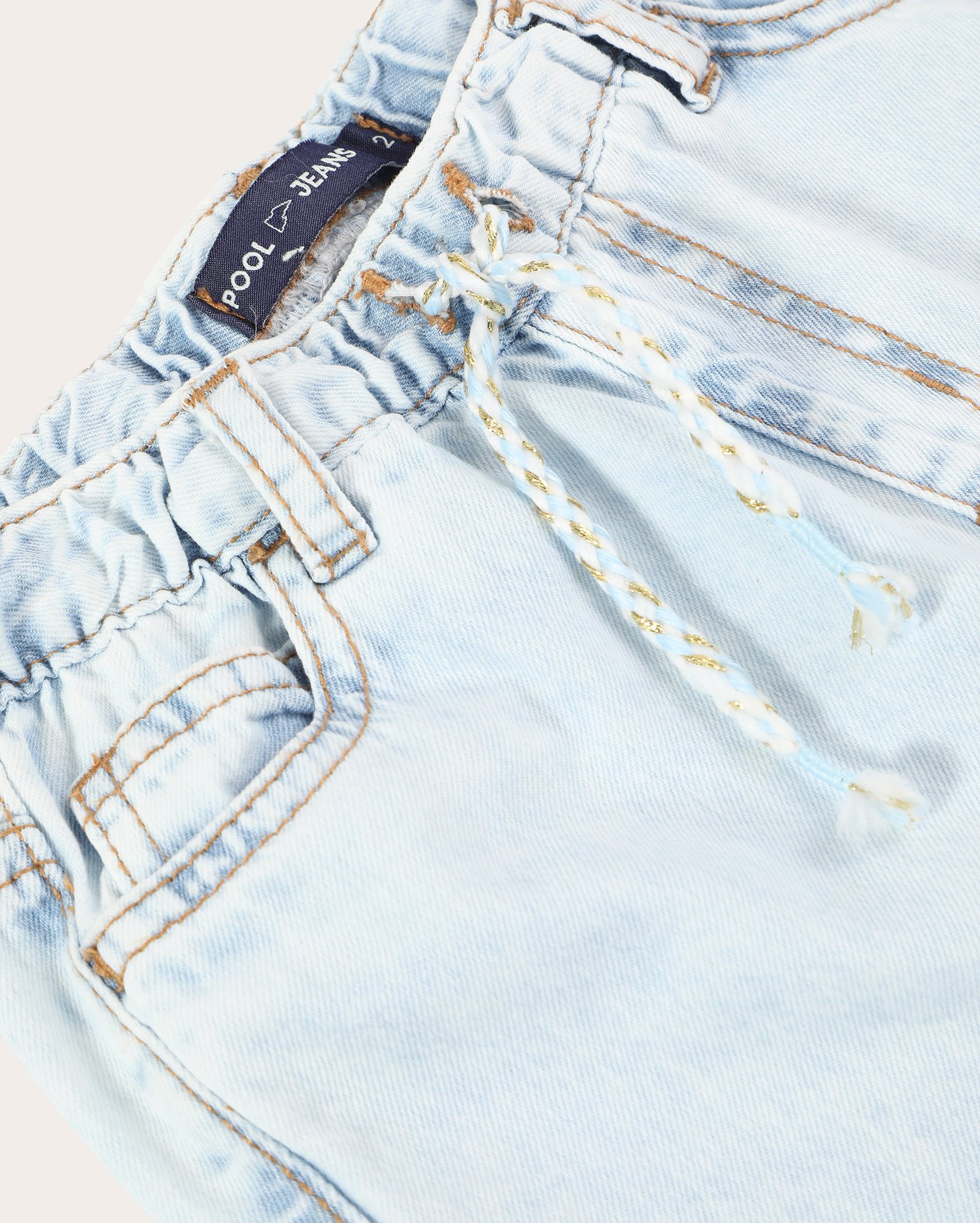 Calça jeans infantil reta cós com elástico 1-4A - denim claro
