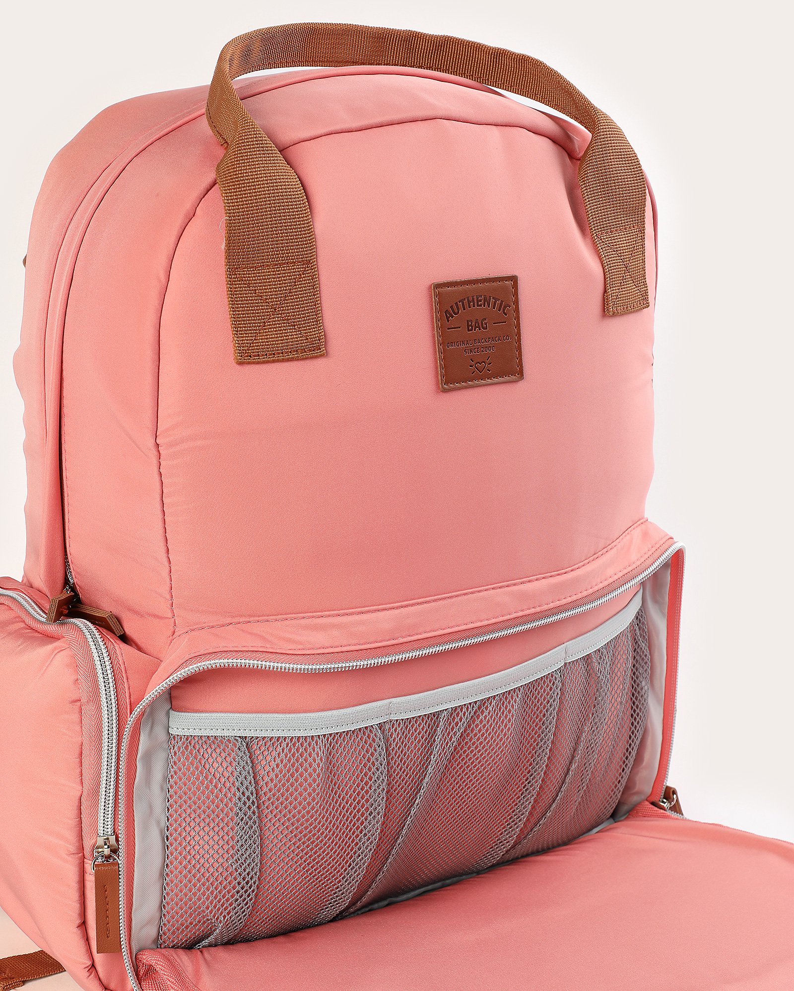 Mochila feminina mommy bag com trocador - Laranja Claro | Clio Style