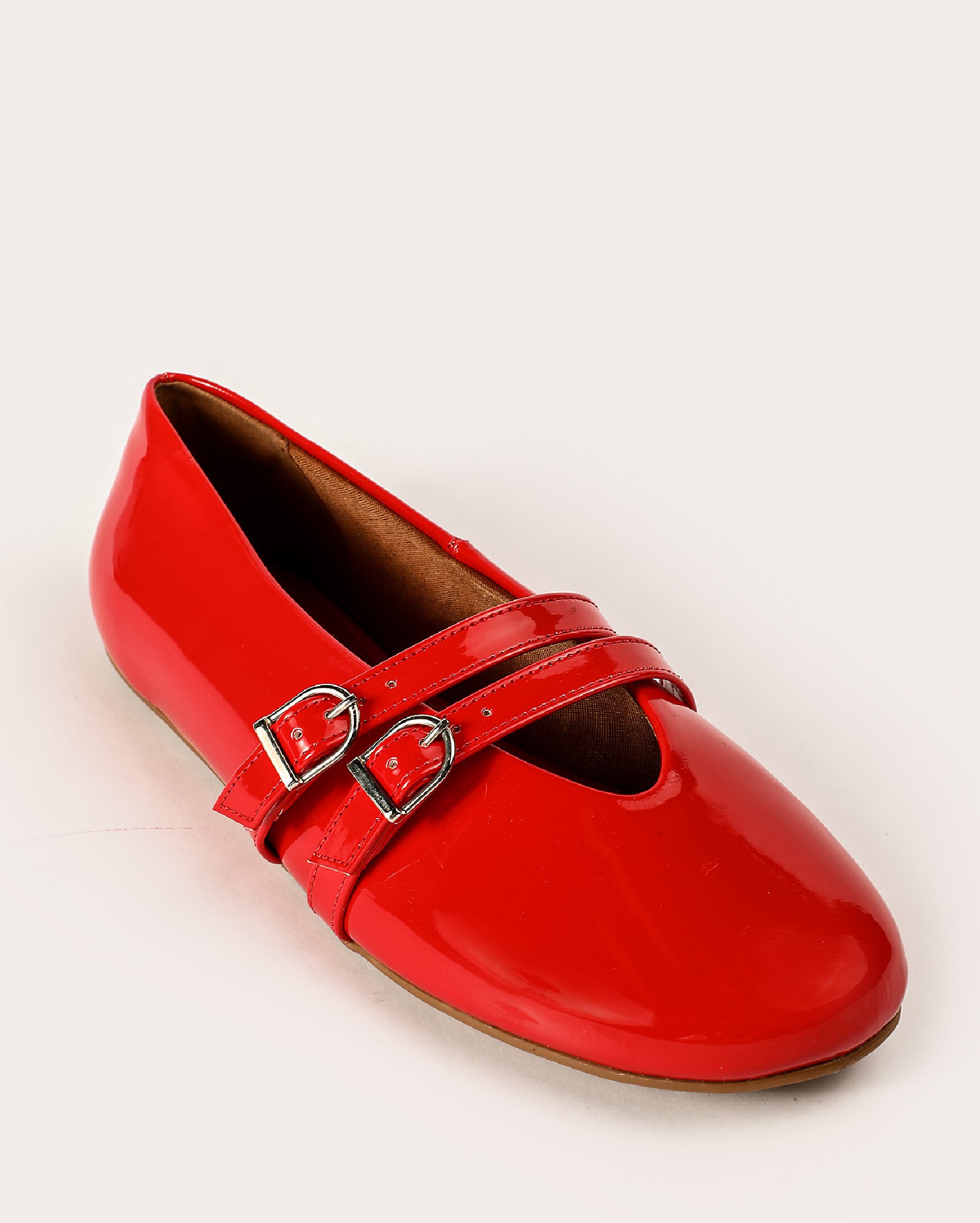 Sapatilha feminina bico redondo com tiras envernizada - Vermelho | Riachuelo