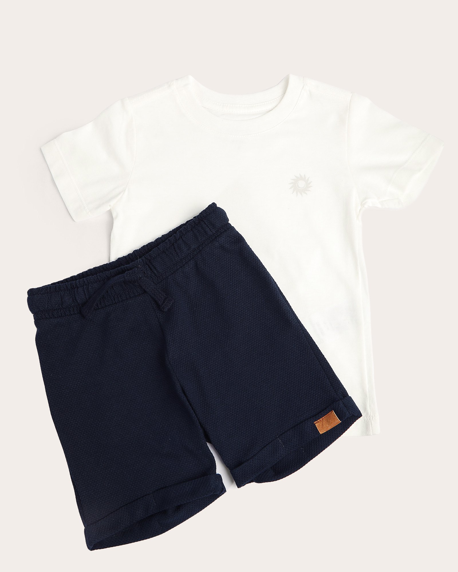 Conjunto curto infantil texturizado sol 1-4A multicor