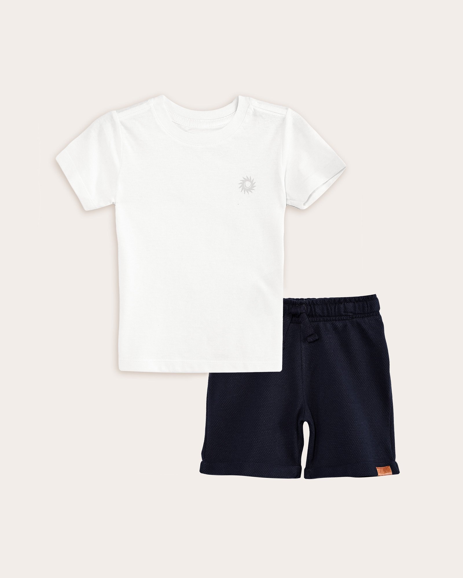 Conjunto curto infantil texturizado sol 1-4A multicor