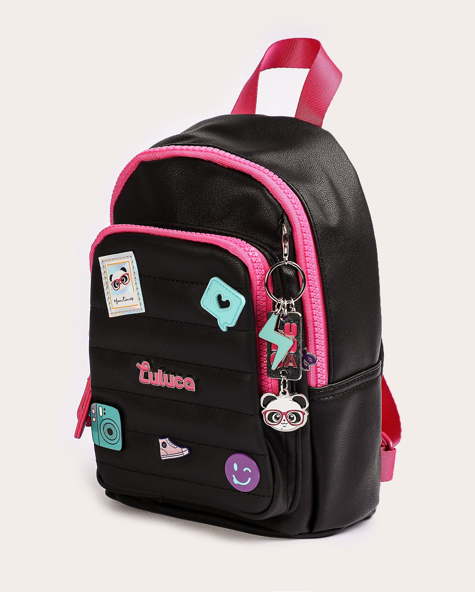 Mini mochila Luluca com patches edição limitada preta | Clio Style