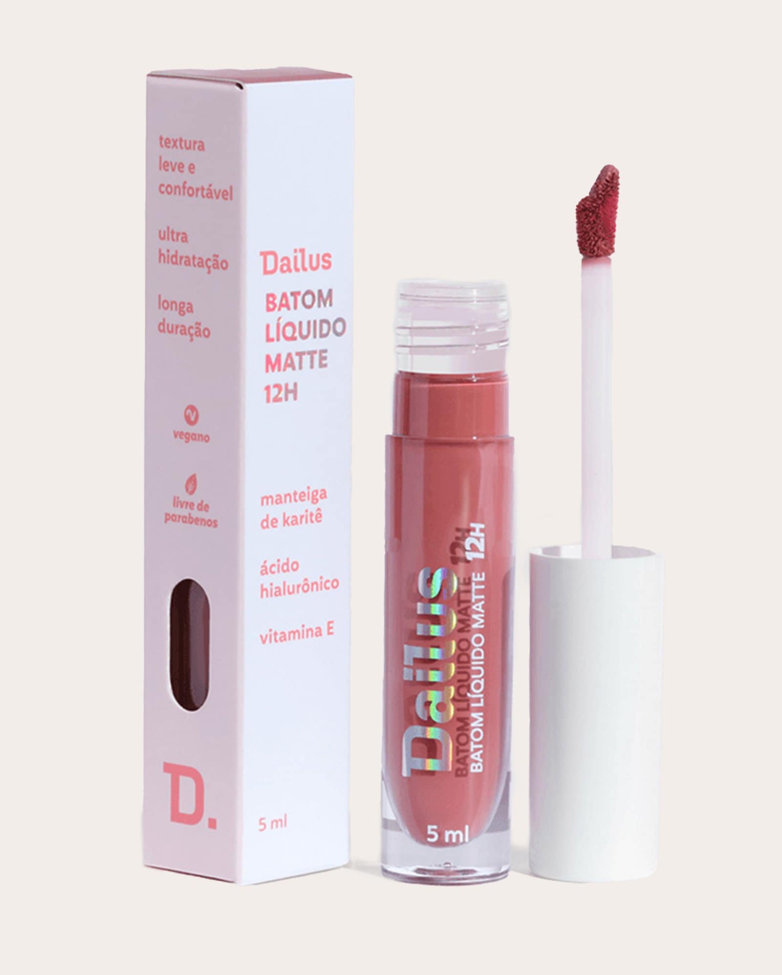 Batom líquido matte 12h cor nude 5ml | Dailus