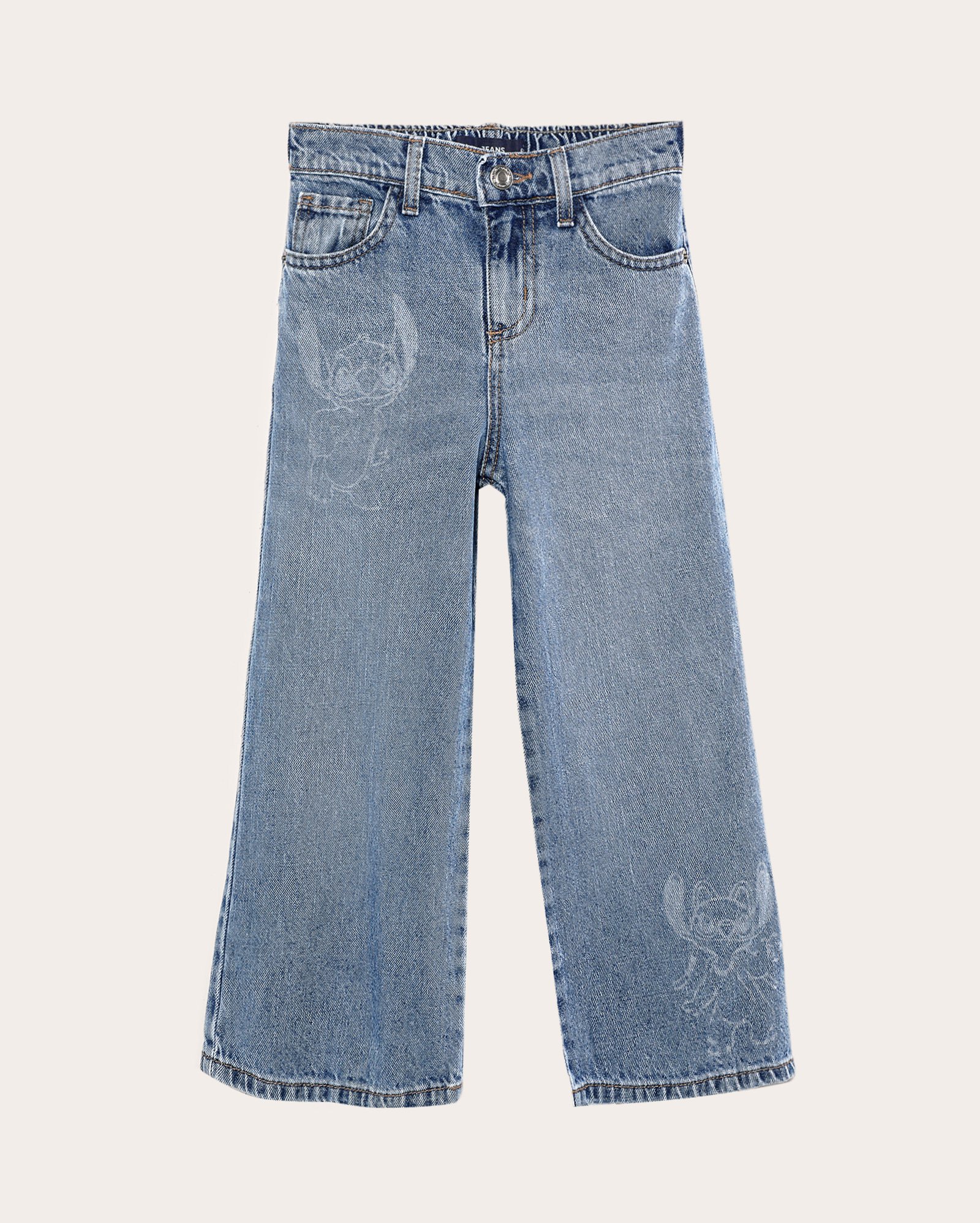 Calça jeans infantil wide leg Stitch 4-10A denim médio | Disney