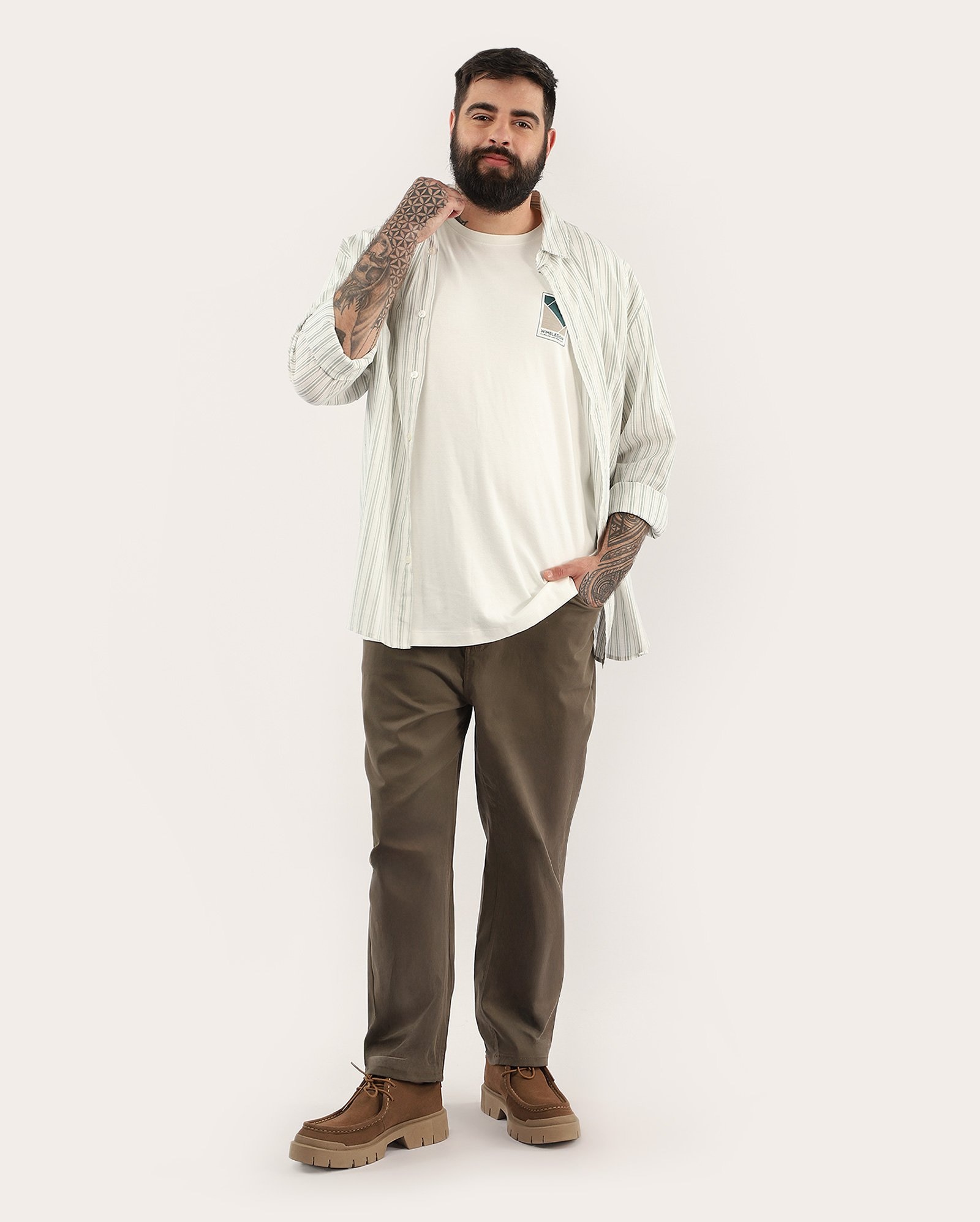 Calça sarja plus size masculina slim marrom | Pool Jeans