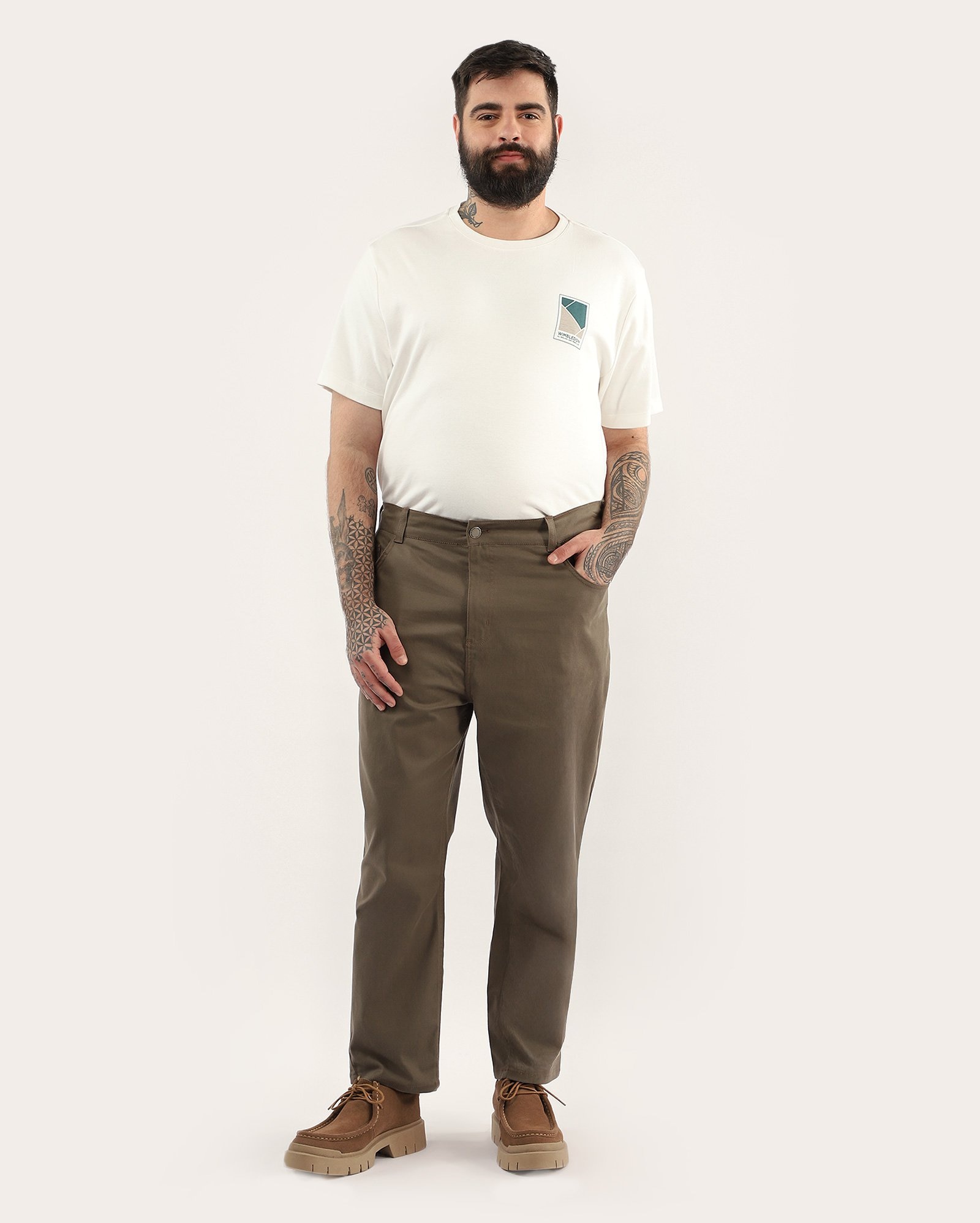Calça sarja plus size masculina slim marrom | Pool Jeans