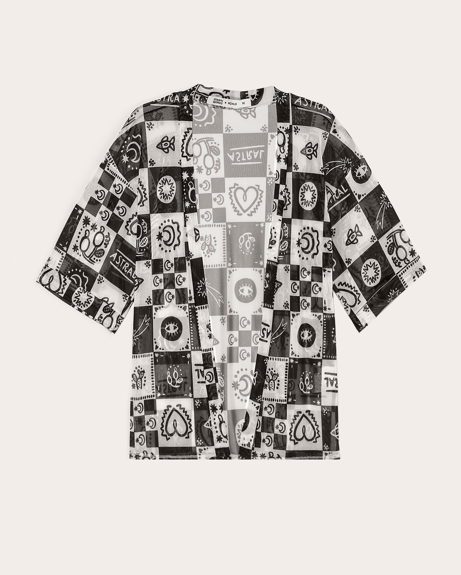 Saída de praia infantil kimono em tule preta | Ceramiquinho + Riachuelo