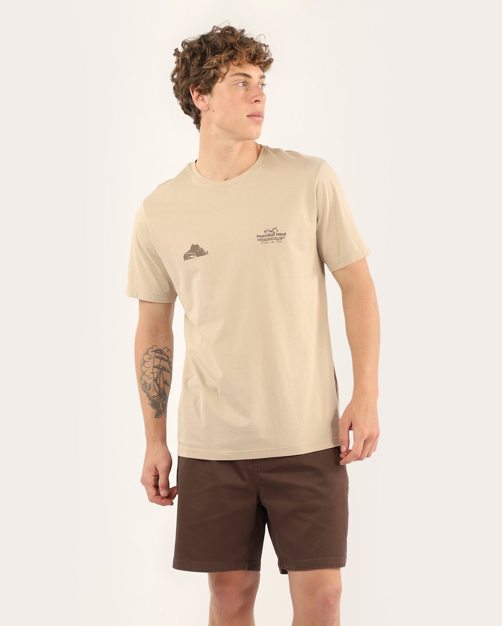 Bermuda sarja masculina reta cós elástico marrom | Pool Jeans