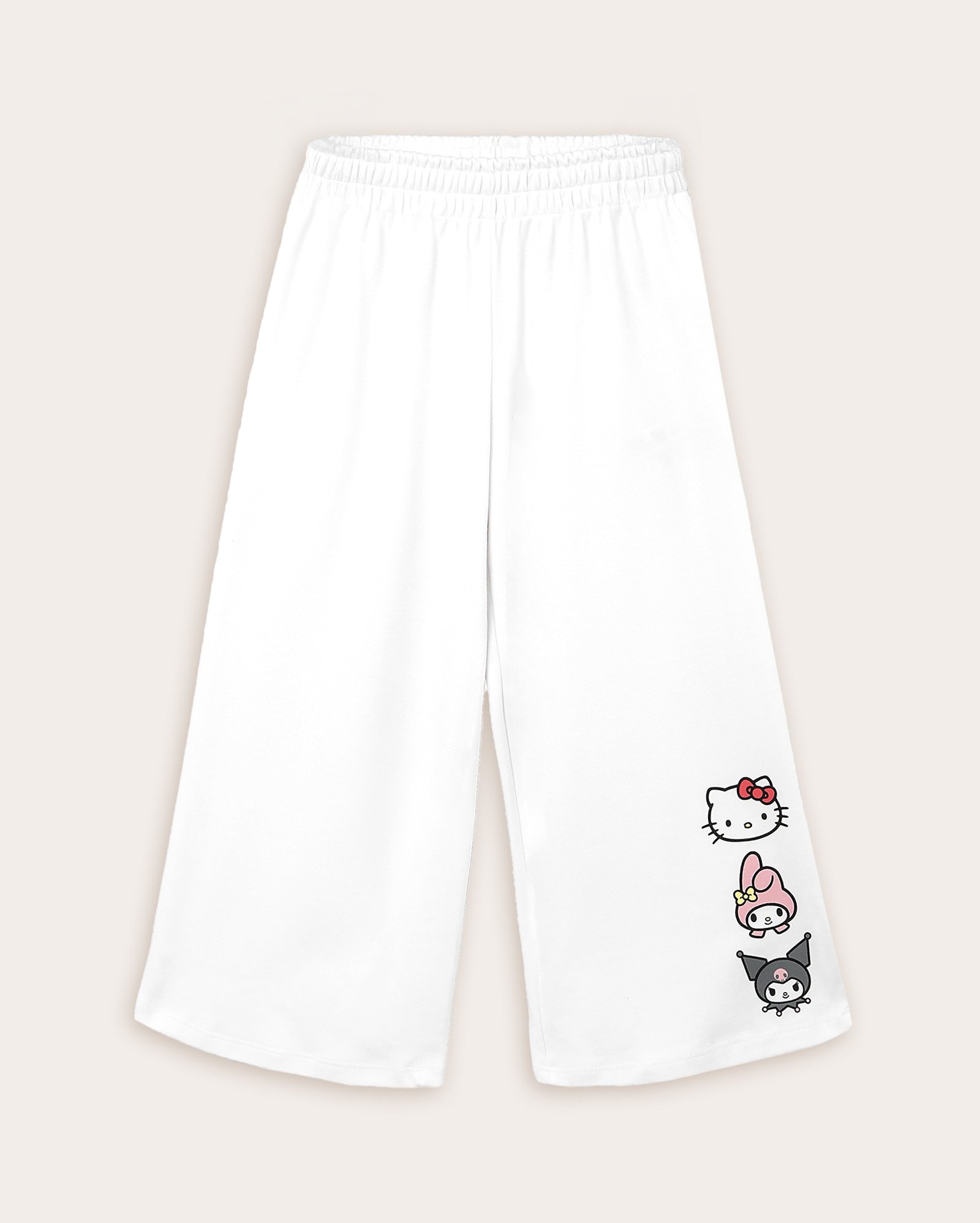Calça infantil wide leg Hello Kitty 4-10A branca | Sanrio