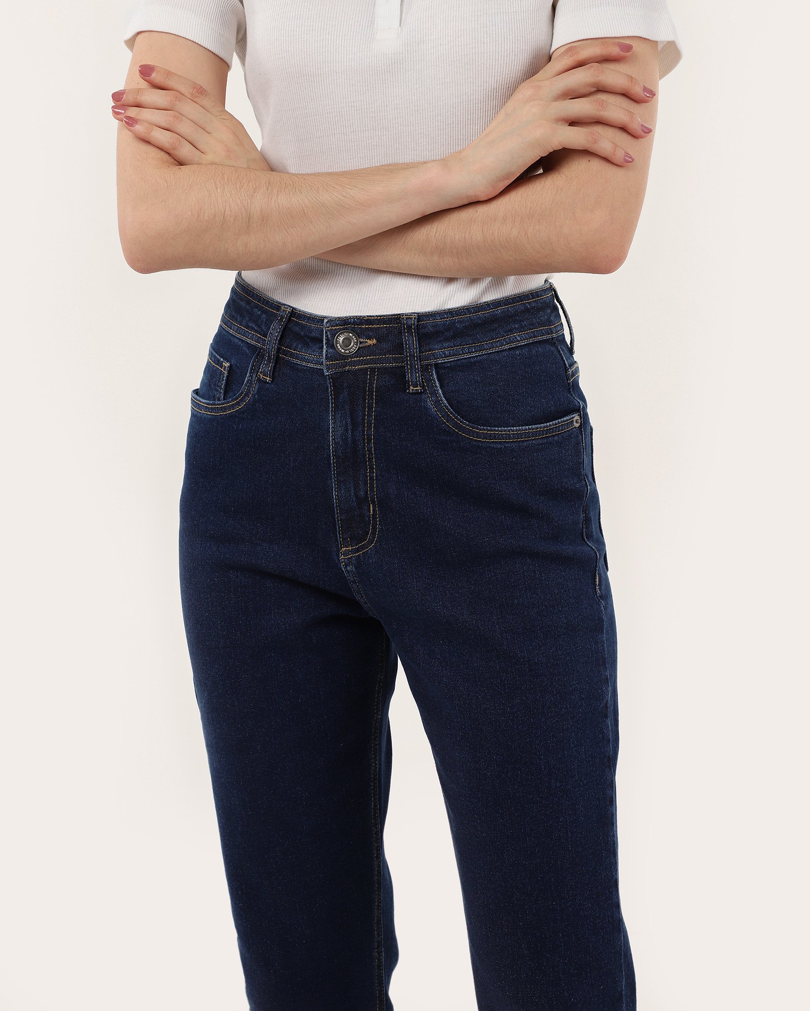 Calça jeans feminina mom comfort cintura alta denim escuro | Pool Jeans
