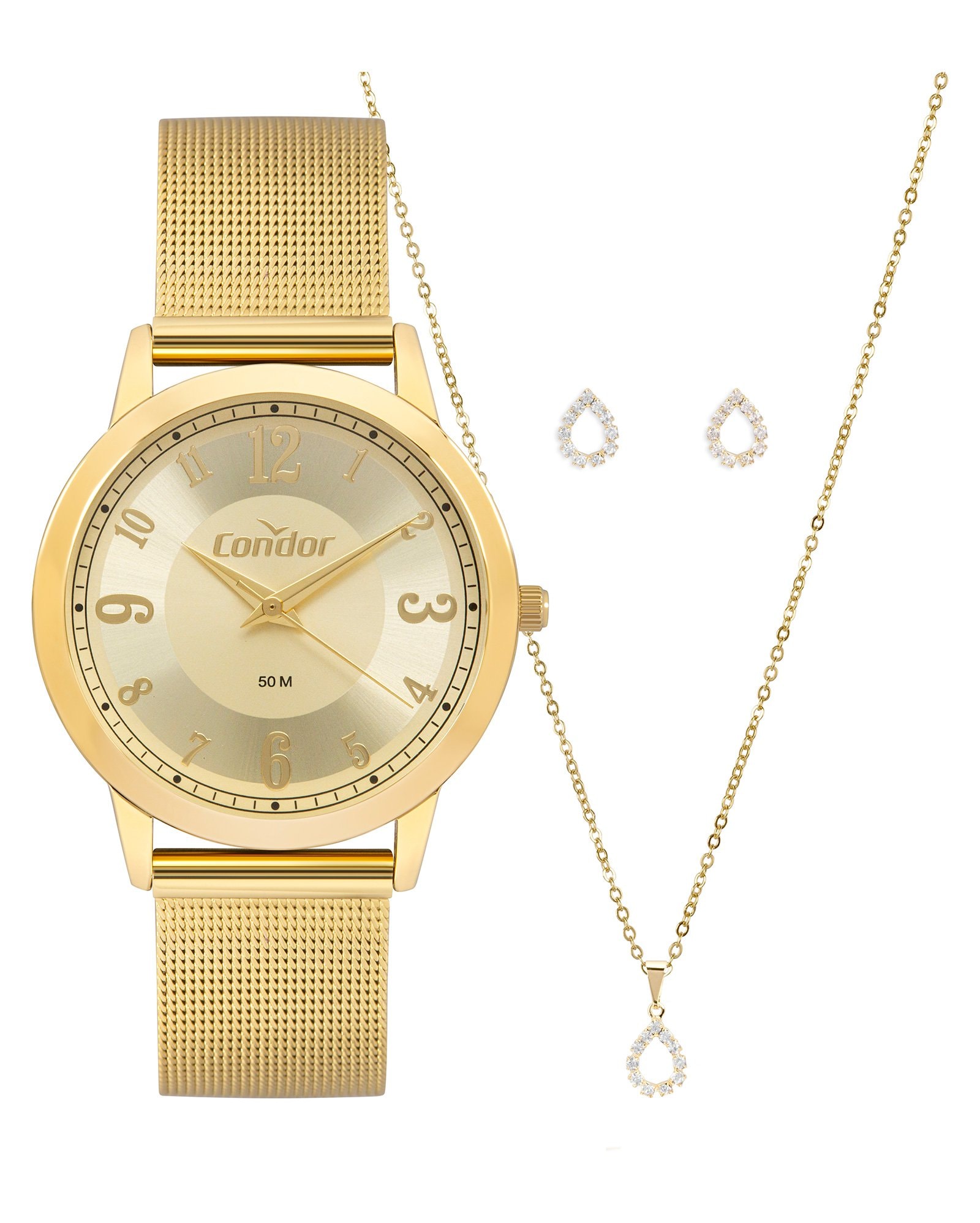 Kit relógio feminino analógico CO2035NQJ K4X + conjunto dourado | Condor