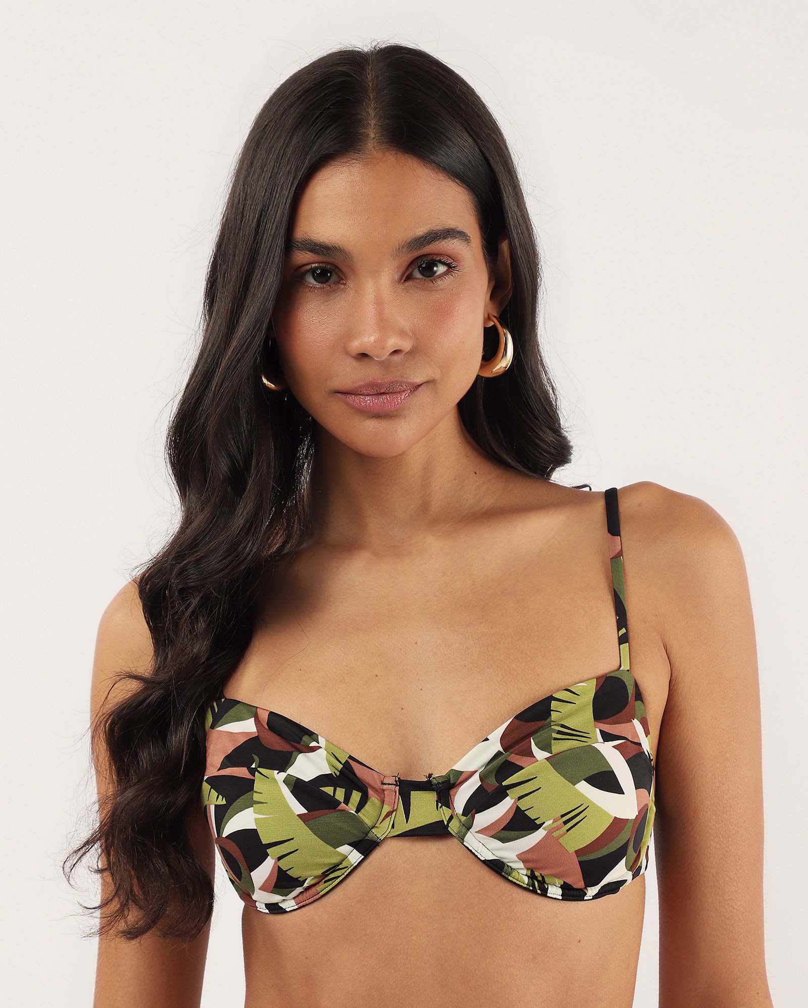 Biquíni top meia taça tropical multicor