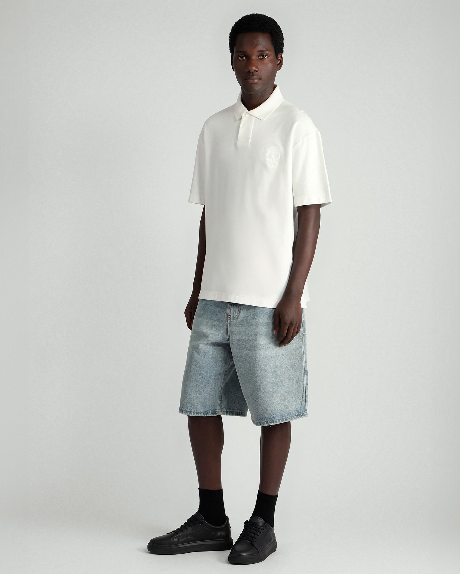 Camisa polo masculina relaxed sarjada - Branco | Herchcovitch + Pool