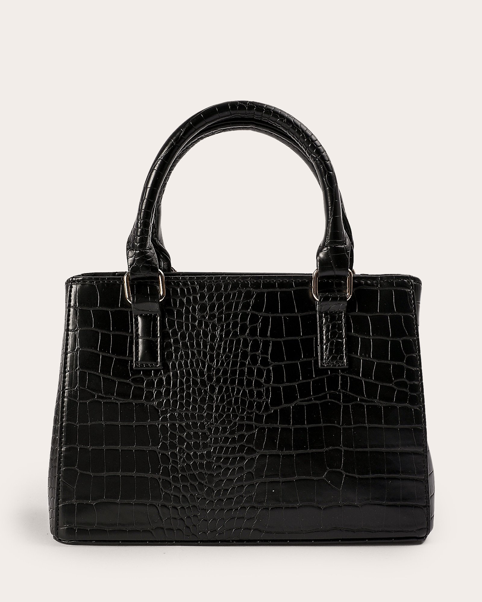 Bolsa feminina M tote croco alça longa preta | Accessori by Riachuelo 