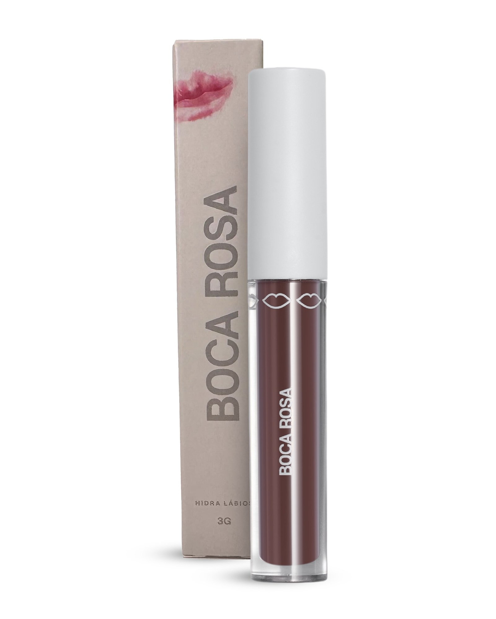 Gloss hidra lábios translúcido 3g marrom | Boca Rosa
