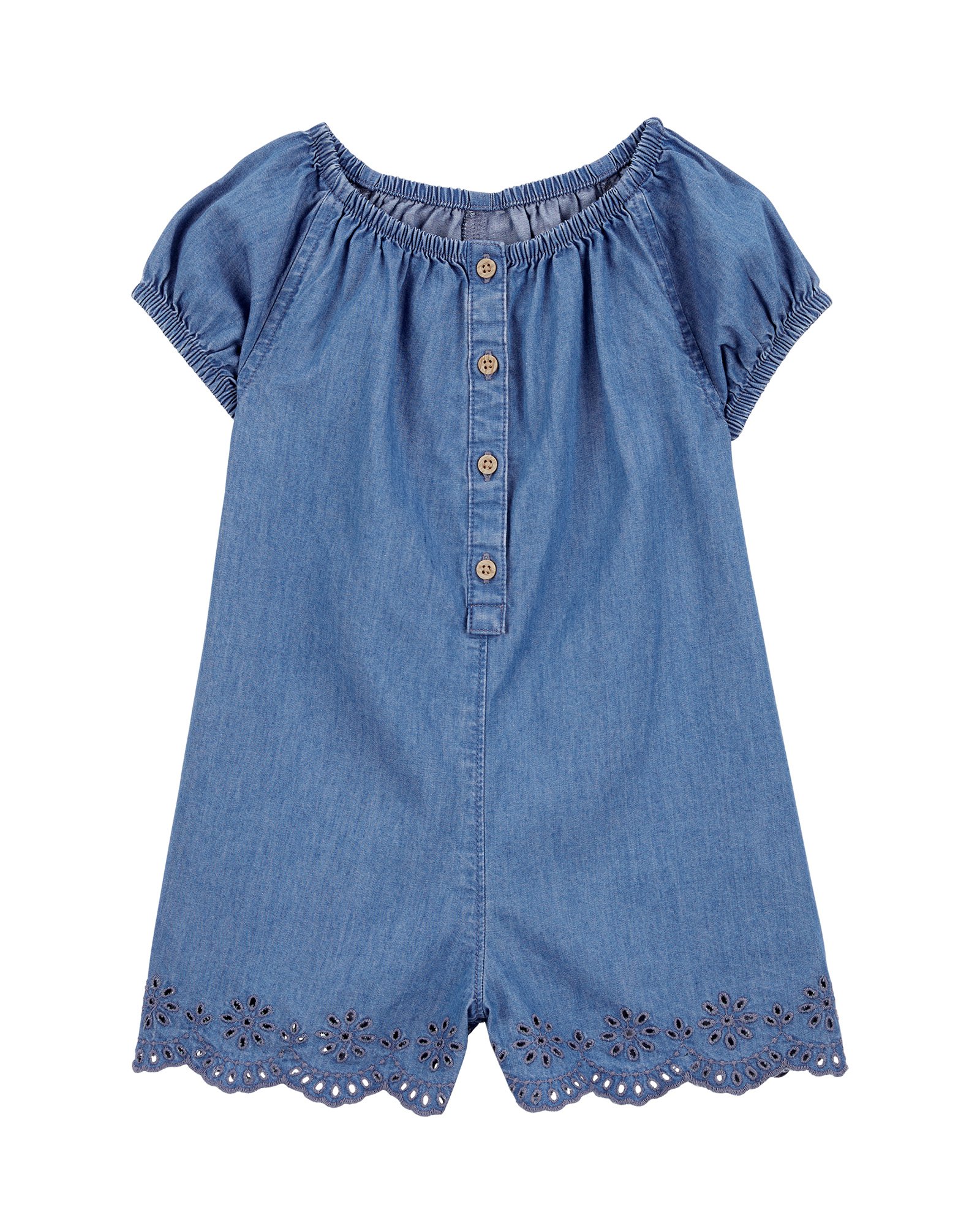 Macaquinho jeans infantil com laise denim médio | Carter's