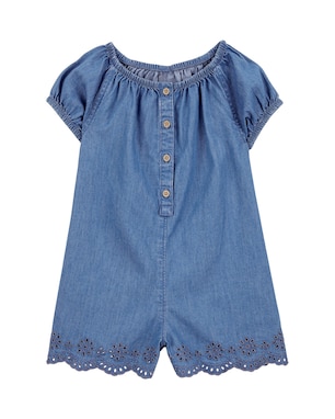 Macaquinho jeans infantil com laise denim médio | Carter's