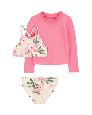 Biquíni bebê 2 peças floral + camiseta texturizada multicor | Carter's