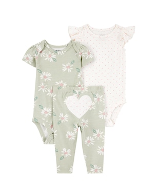 Conjunto longo bebê 3 peças floral poá multicor | Carter's