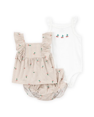 Conjunto curto bebê 3 peças listras cerejas multicor | Carter's