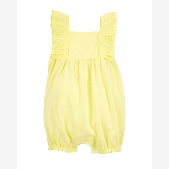 Macaquinho bebê laise com babados amarelo | Carter's