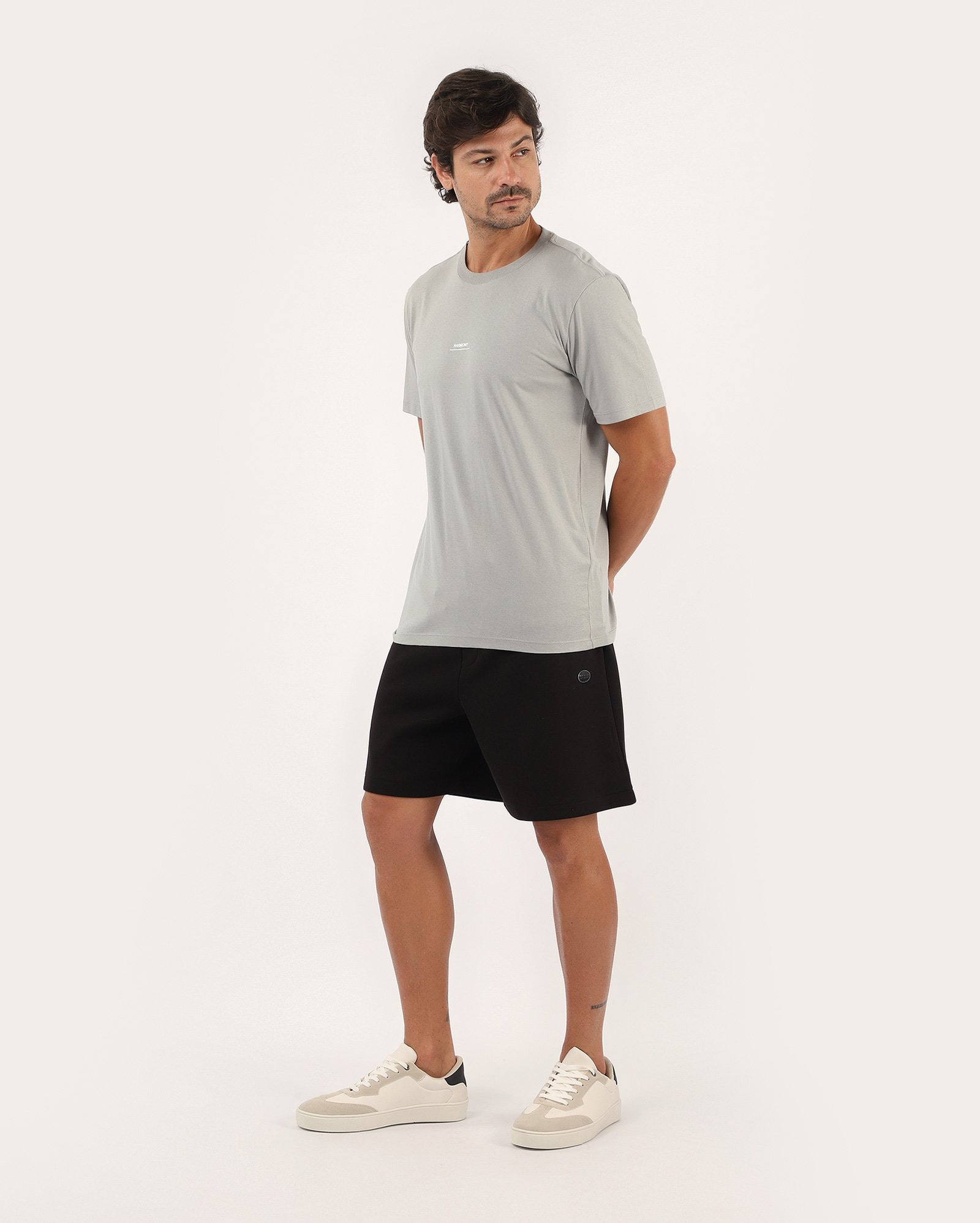 Bermuda de moletom masculina com zíper - Preto