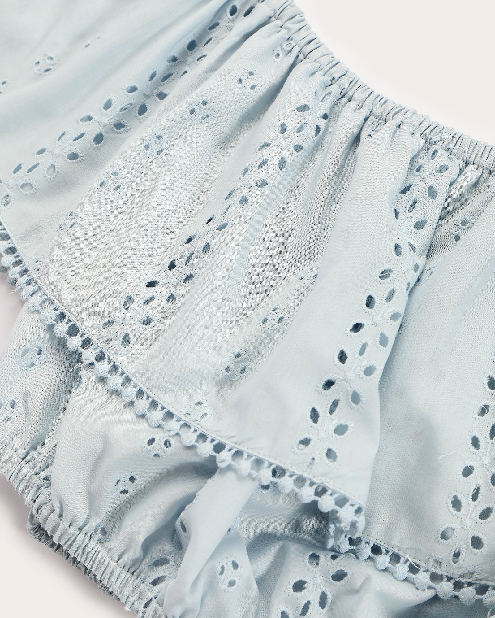 Blusa cropped juvenil ciganinha em laise - Azul Claro