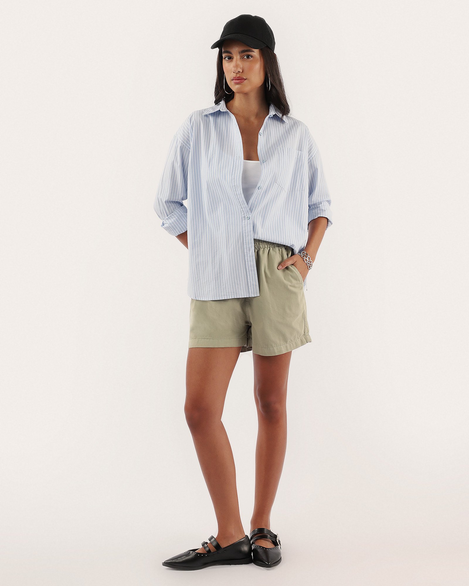 Short sarja feminino boxer com cordão - Verde Musgo | Pool Jeans
