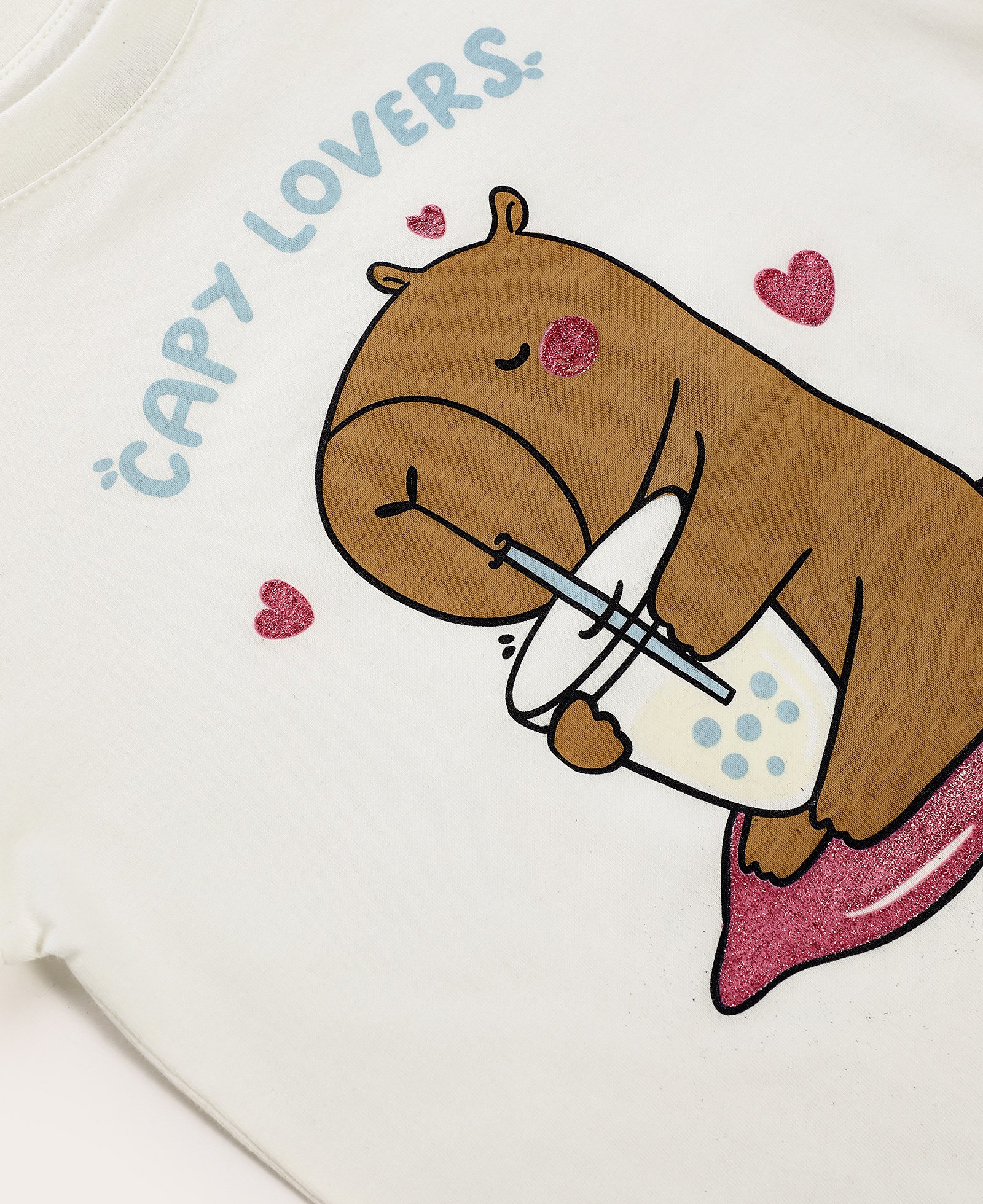 Camiseta infantil manga curta com estampa de capivara 4-10A branca