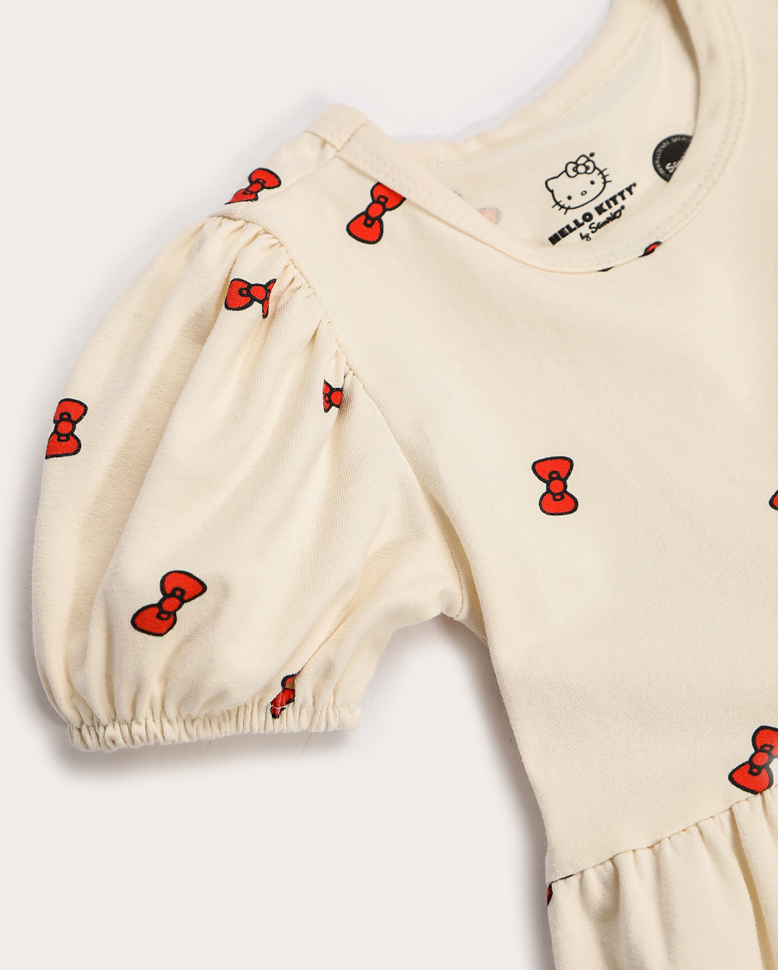 Vestido infantil mangas bufantes Hello Kitty 1-4A bege | Sanrio